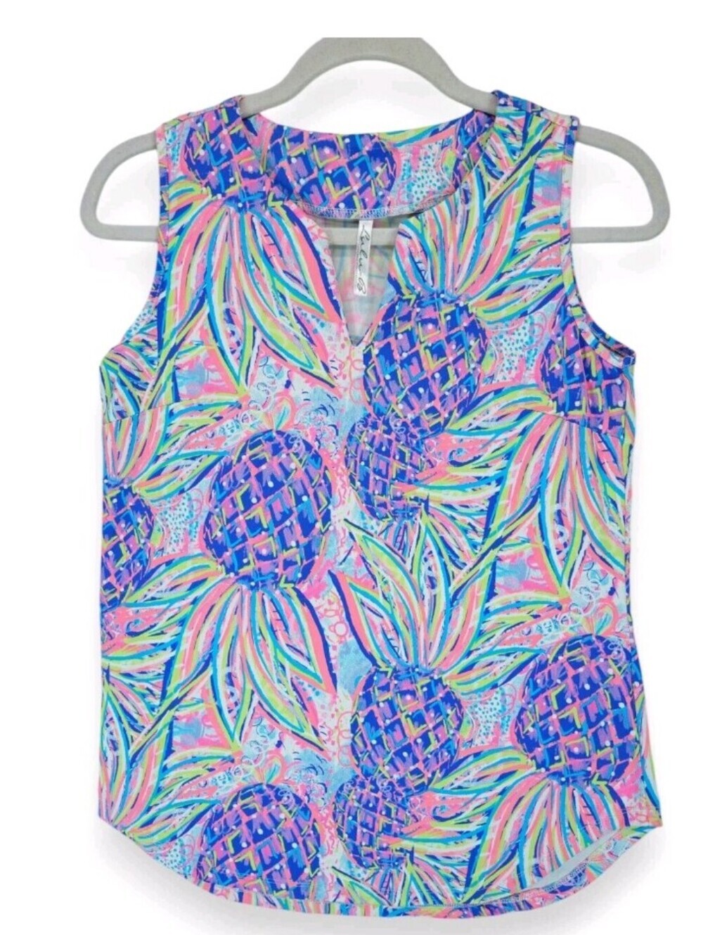 Unbranded Blue Multi Pineapple Print Sleeveless Tank